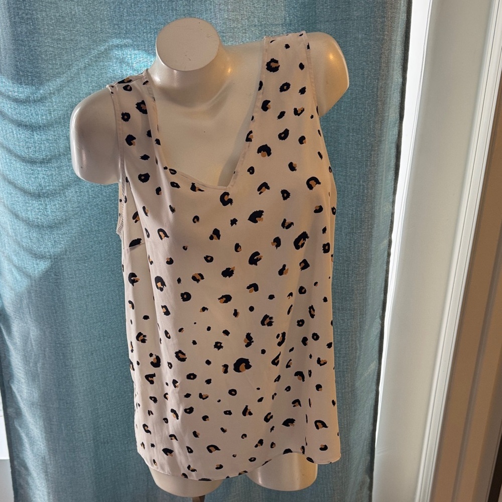 Lark & Ro Cream and Black Leopard Print Tank Top